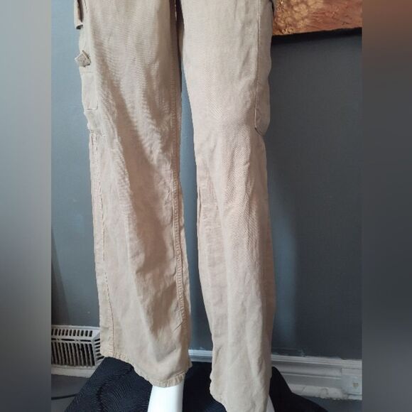 Zara Nwt Cotton/ Linen Blend Tan Cargo Pants - Picture 13 of 16